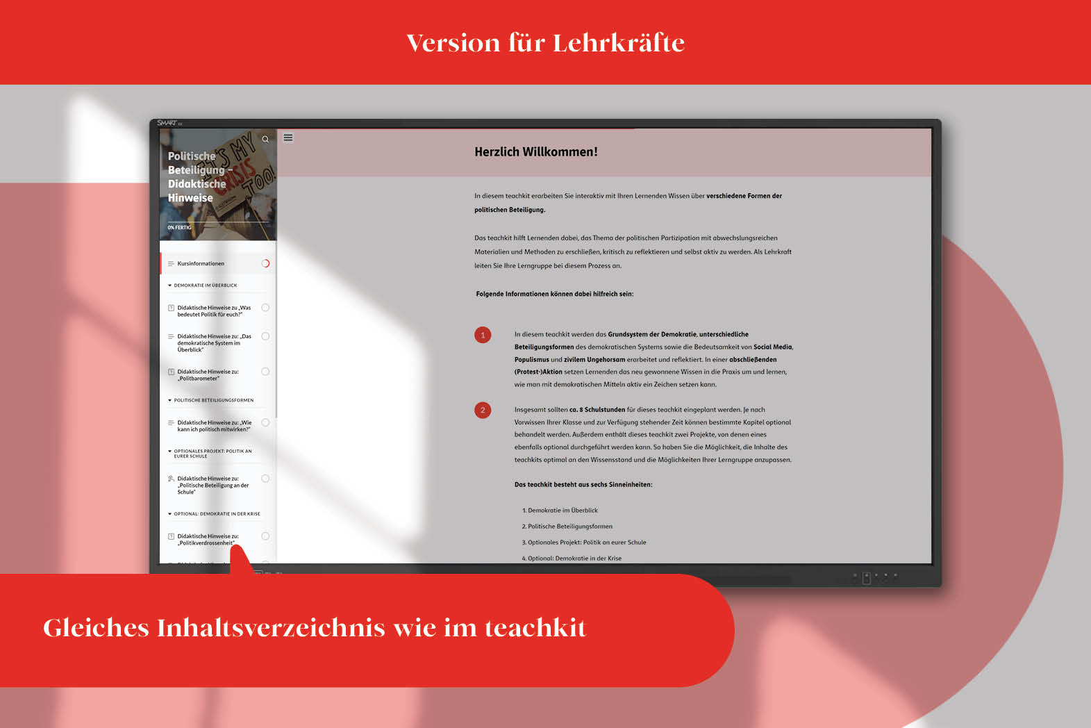 Beispielseite aus einem teachkit: eigene Version für Lehrkräfte.