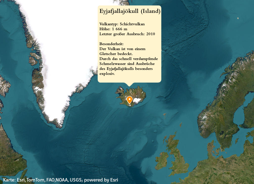 Steckbrief zum Vulkan Eyjafjallajökull - Kartenarbeit mit Padlet