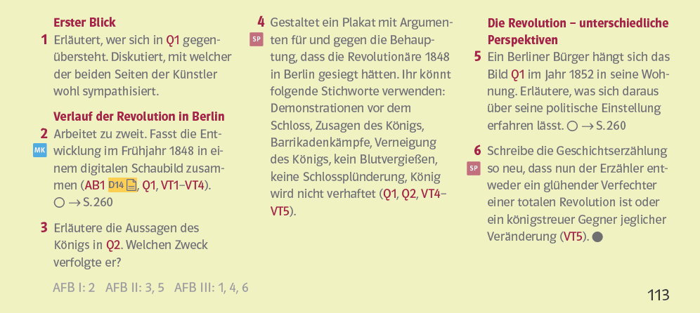 Textausschnitt mit Aufgaben aus einem Geschichtslehrbuch