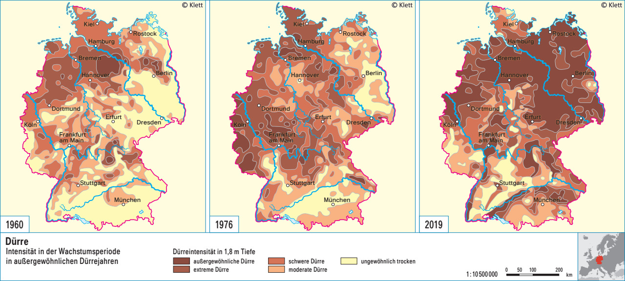 S012828490_AT_04-796-m Deutschlandkarte mit Darstellung der Dürrejahre 1960, 1976 und 2019