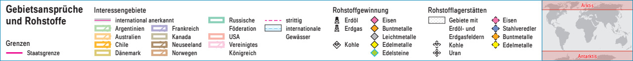 Legende zur Karte "Gebietsansprüche und Rohstoffe" aus Haack Verbundatlas"