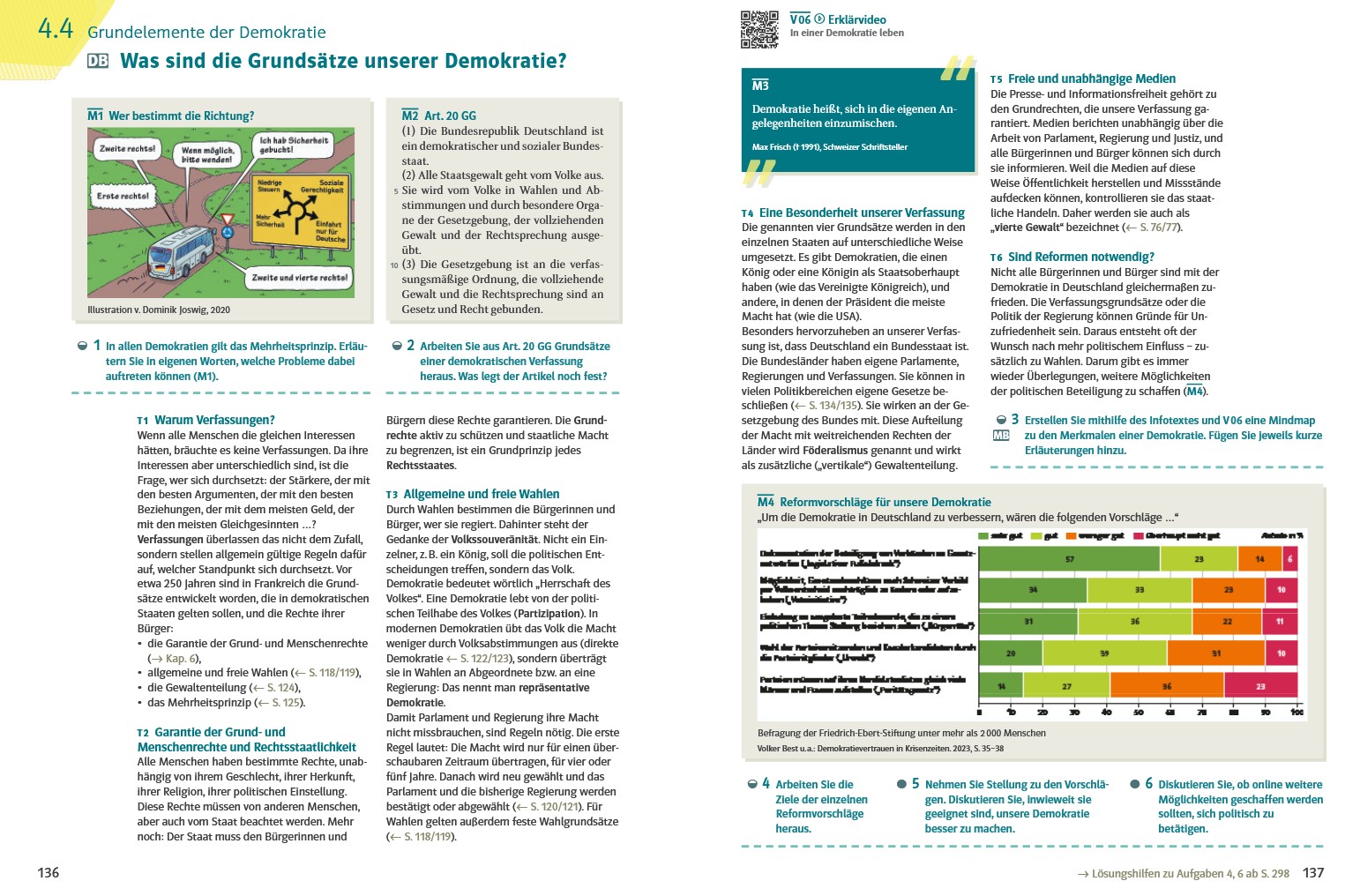 Auszug aus dem Lehrwerk Zeitfragen - Politische Bildung für berufliche Schulen: Inhaltsseite zum Thema Was sind die Grundsätze unserer Demokratie?
