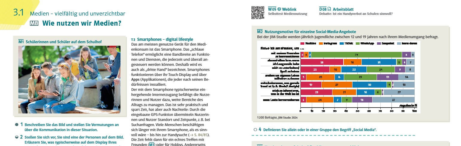 Auszug aus dem Lehrwerk Zeitfragen - Politische Bildung für berufliche Schulen: Inhaltsseite zum Thema Wie nutzen wir Medien?