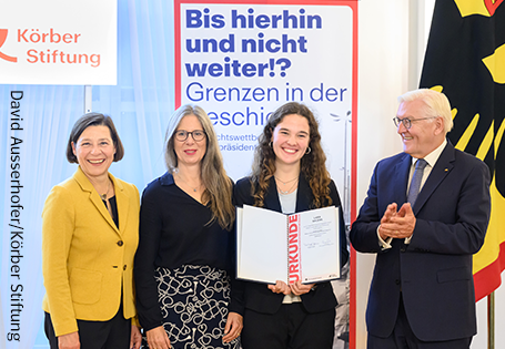 Preisverleihung des Geschichtswettbewerbs des Bundespräsidenten mit Preisträgerin Laura Ahlers